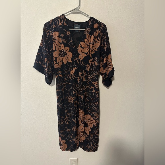 Anthropologie Maeve Mirabilis Batwing Kimono Sleeve Knee Length Dress Brown Sz 2 - Picture 2 of 9